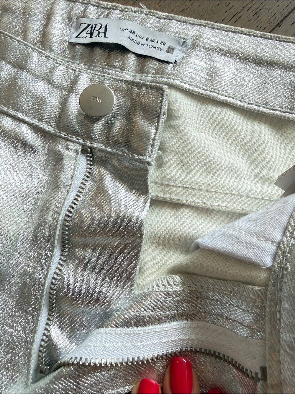 Zara ZW Collection Metallic Silver Boyfriend Jeans - Picture 5 of 7